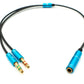 Cavo audio a Y da 30 cm, presa AUX stereo da 3,5 mm, a 2 adattatori a spina, nero