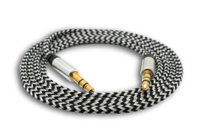 Audio cable 100 cm stereo AUX jack 3.5mm male to male braided in gray