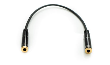 Cable de audio SYSTEM-S de 20 cm estéreo con conector AUX de 3,5 mm de conector hembra a conector hembra en color negro