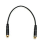Cable de audio SYSTEM-S de 20 cm estéreo con conector AUX de 3,5 mm de conector hembra a conector hembra en color negro