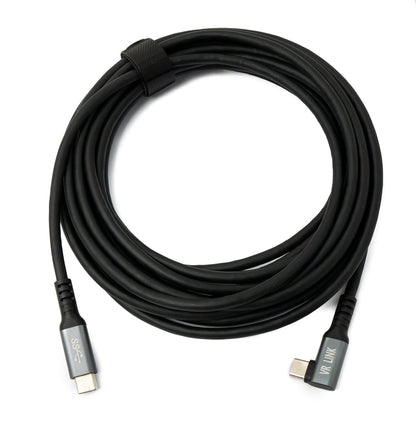 Cable SYSTEM-S USB 3.2 Gen 1 de 5 m Tipo C Adaptador Macho a Macho Ángulo en Negro