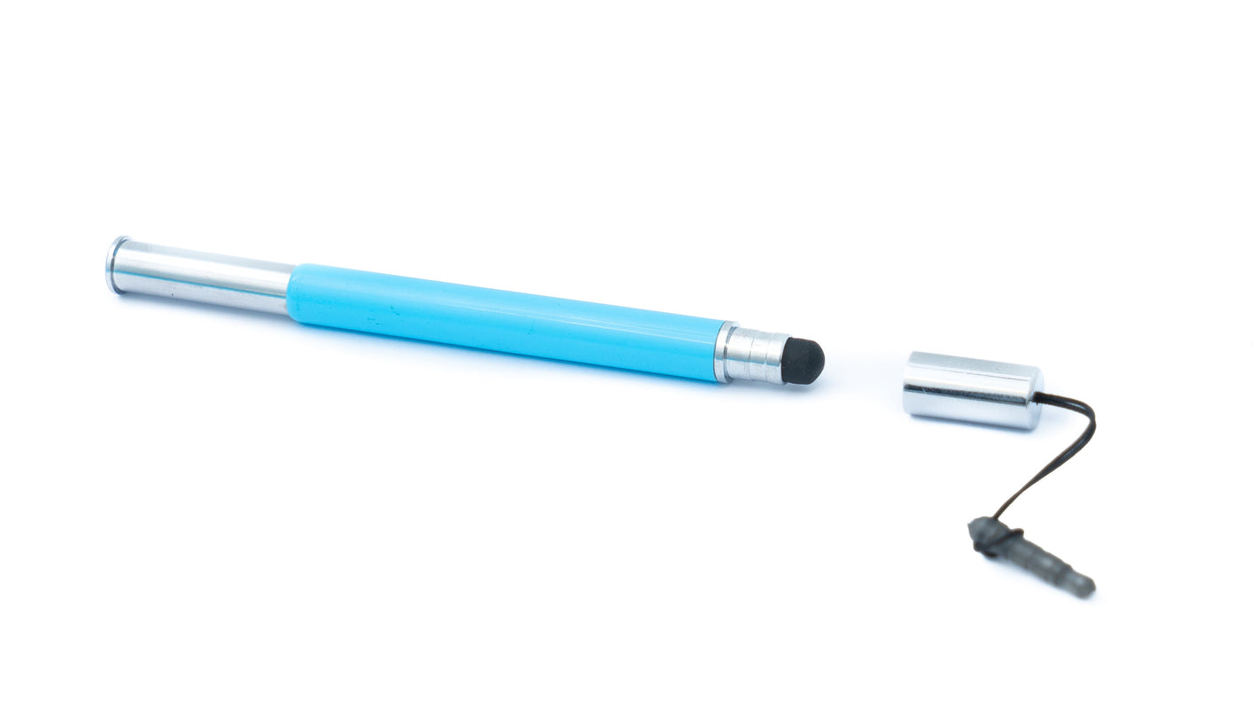 Stylet tactile SYSTEM-S en aluminium bleu pour tablette, smartphone, ordinateur portable.