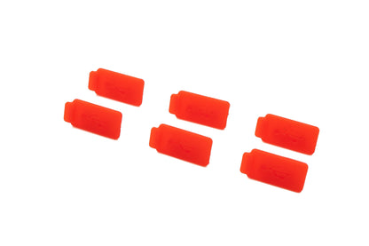 SYSTEM-S 6x USB Typ A Anti Staub Schutz Abdeckung aus Silikon in Rot