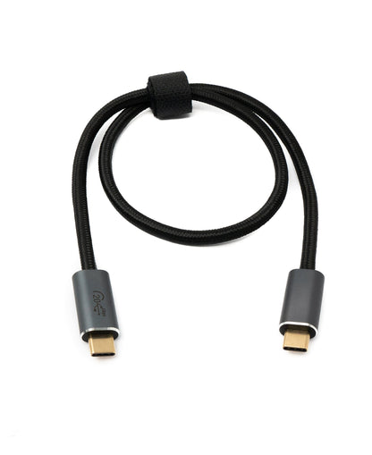 SYSTEM-S USB 3.2 Gen 2 Kabel 50 cm Typ C Stecker zu Stecker Adapter geflochten in Schwarz