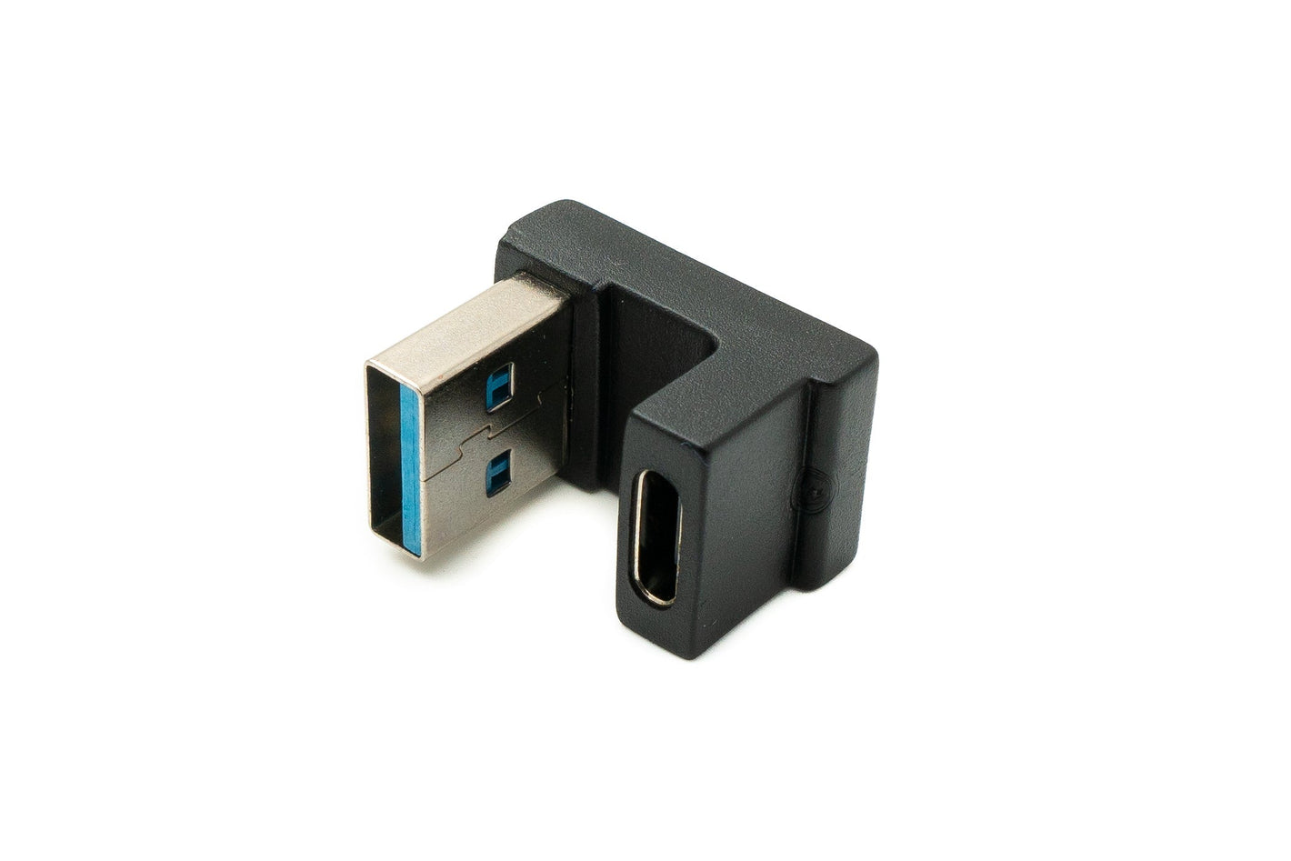 SYSTEM-S USB 3.1 Gen 2 U Turn 180° Adapter Typ C Buchse zu 3.0 Typ A Stecker in Schwarz