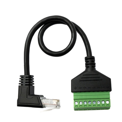 SYSTEM-S LAN Kabel 30 cm RJ45 Stecker zu 8 pin Terminalblock Winkel Adapter in Schwarz