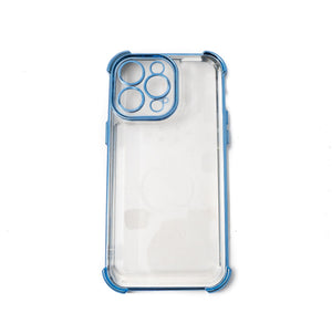 Funda protectora a prueba de golpes fabricada en TPU azul brillante transparente para iPhone 14 Pro Max