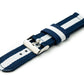 Bracelet SYSTEM-S 20 mm en nylon pour montre intelligente Samsung Galaxy Watch 4 en bleu et blanc