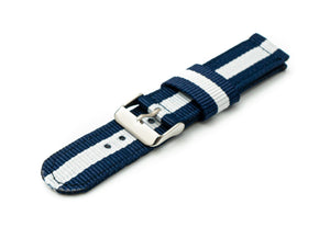 SYSTEM-S 20 mm nylon strap for Samsung Galaxy Watch 4 Smartwatch in blue white