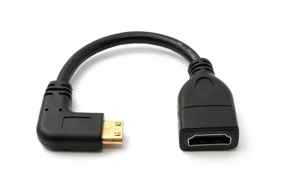 Cavo HDMI 1.4 Mini plug da 17 cm su adattatore angolare per presa standard in nero