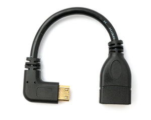 Cavo HDMI 1.4 Mini plug da 17 cm su adattatore angolare per presa standard in nero