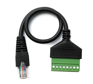 Câble LAN SYSTEM-S 30 cm fiche RJ45 vers adaptateur bornier 8 broches en noir