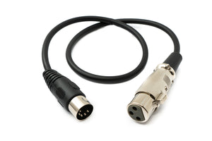 Audio cable 50 cm XLR 3-pin socket to DIN 5-pin plug adapter in black