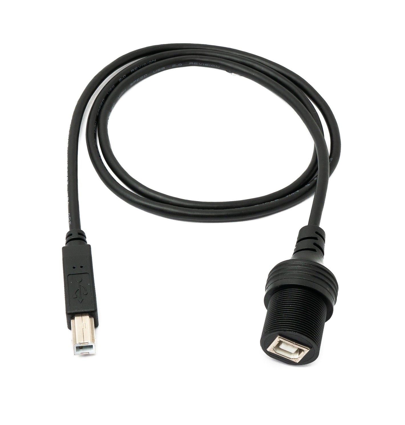 SYSTEM-S USB 2.0 cable 100 cm type B male to female bulkhead waterproof in black