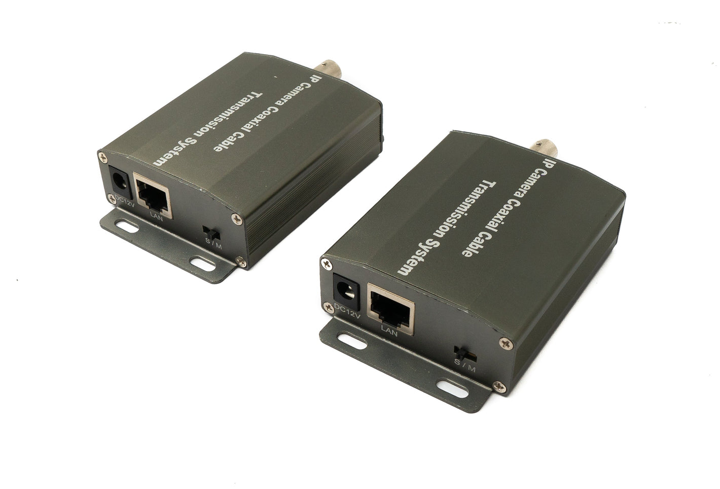 Conjunto de transceptor IP UTP SYSTEM-S Cable coaxial LAN RJ45 a BNC en negro