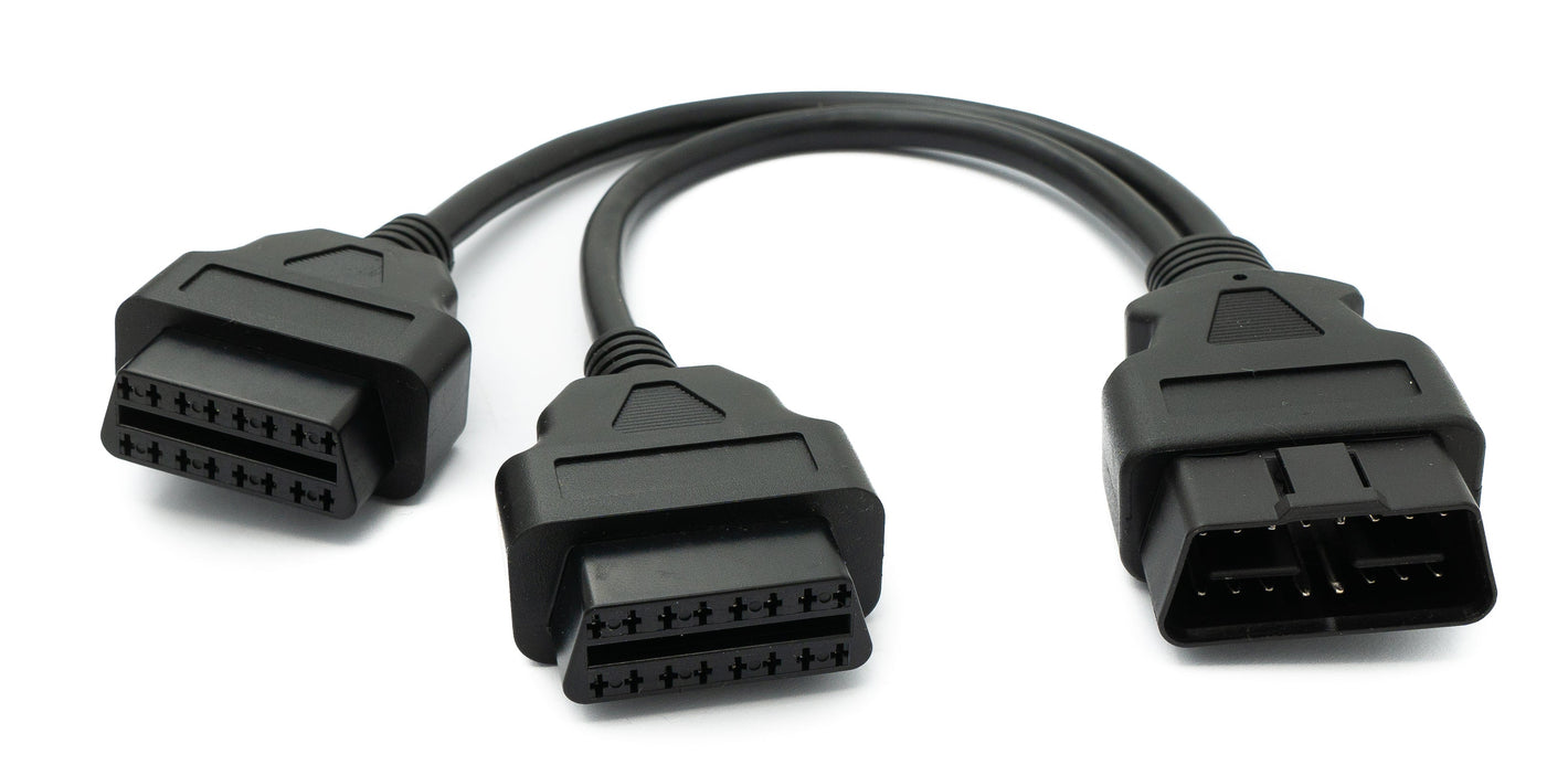 Cable OBD Y de SYSTEM-S, 20cm, OBD 2, 16 pines, J1962M macho a 2x J1962F hembra, diagnóstico de coche