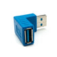 SYSTEM-S USB 3.0 adapter type A male to female angle cable in blue