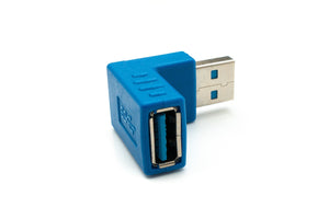 Adaptateur SYSTEM-S USB 3.0 type A mâle vers câble coudé femelle en bleu