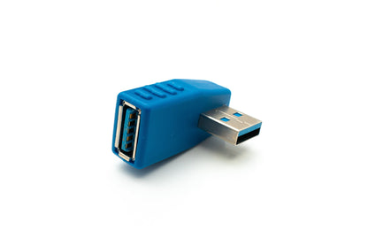 Adaptateur SYSTEM-S USB 3.0 type A mâle vers câble coudé femelle en bleu