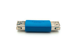 Adaptateur SYSTEM-S USB 3.0 type A femelle vers femelle en bleu