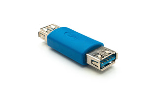 Adaptateur SYSTEM-S USB 3.0 type A femelle vers femelle en bleu