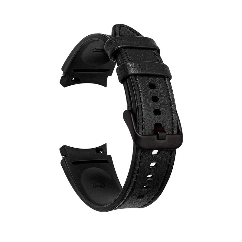 SYSTEM-S Armband flexibel aus Silikon 20mm für Samsung Galaxy Watch 4 Smartwatch Schwarz