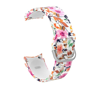 Correa de silicona flexible SYSTEM-S 20mm para Samsung Galaxy Watch 4 con estampado de flores