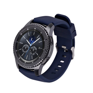 Bracelet en silicone flexible SYSTEM-S 22 mm pour montre intelligente Samsung Gear S3 en bleu foncé