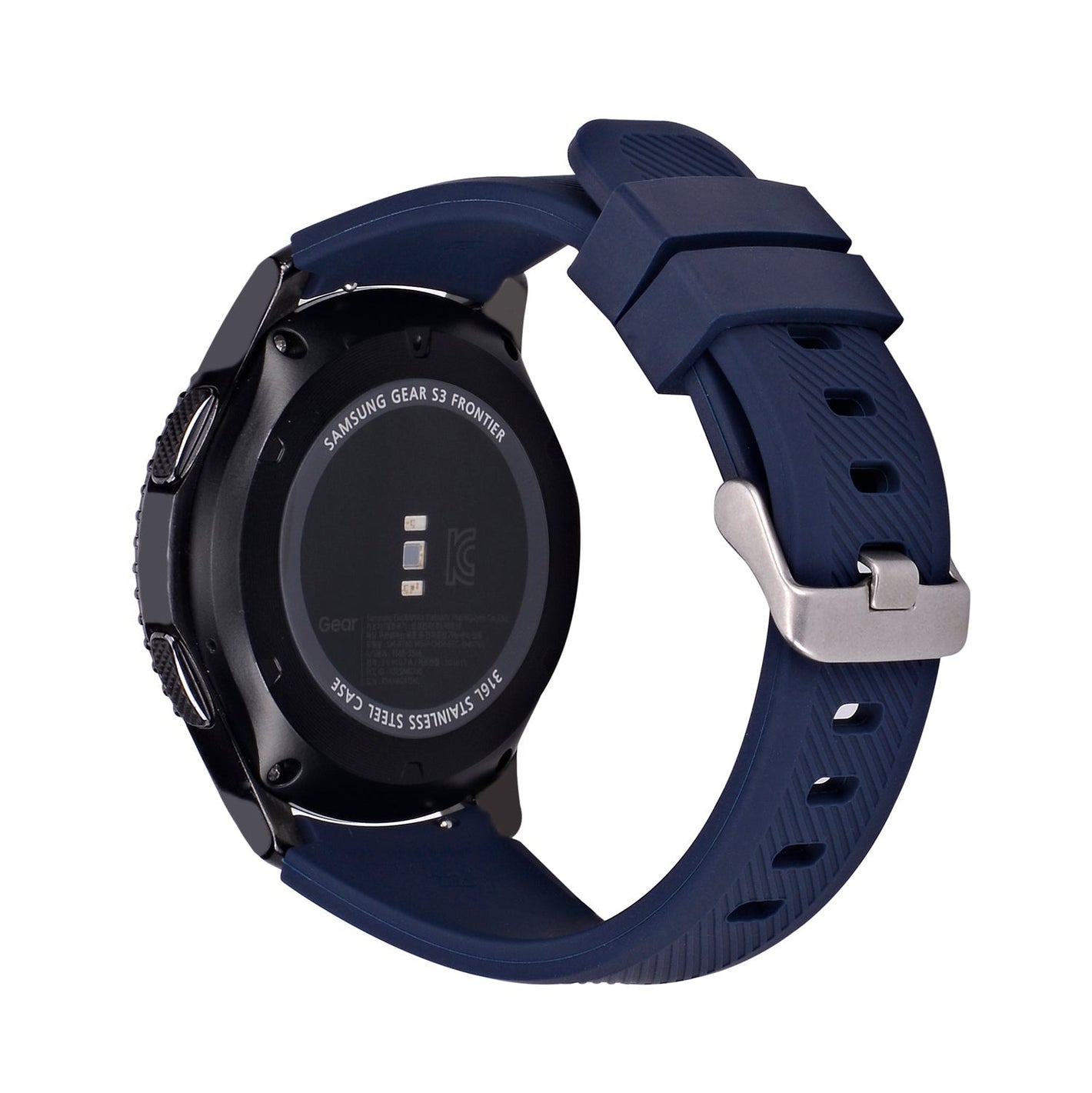 Bracelet en silicone flexible SYSTEM-S 22 mm pour montre intelligente Samsung Gear S3 en bleu foncé