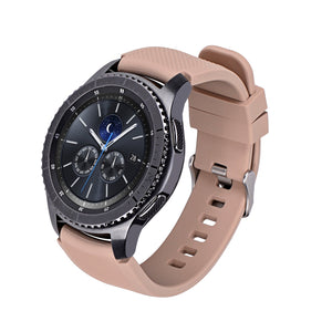 Correa de silicona flexible SYSTEM-S 22mm para Smartwatch Samsung Gear S3 en color marrón claro