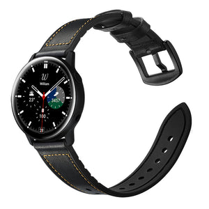 Cinturino in pelle flessibile 20mm per Samsung Galaxy Watch 4 Smartwatch Nero