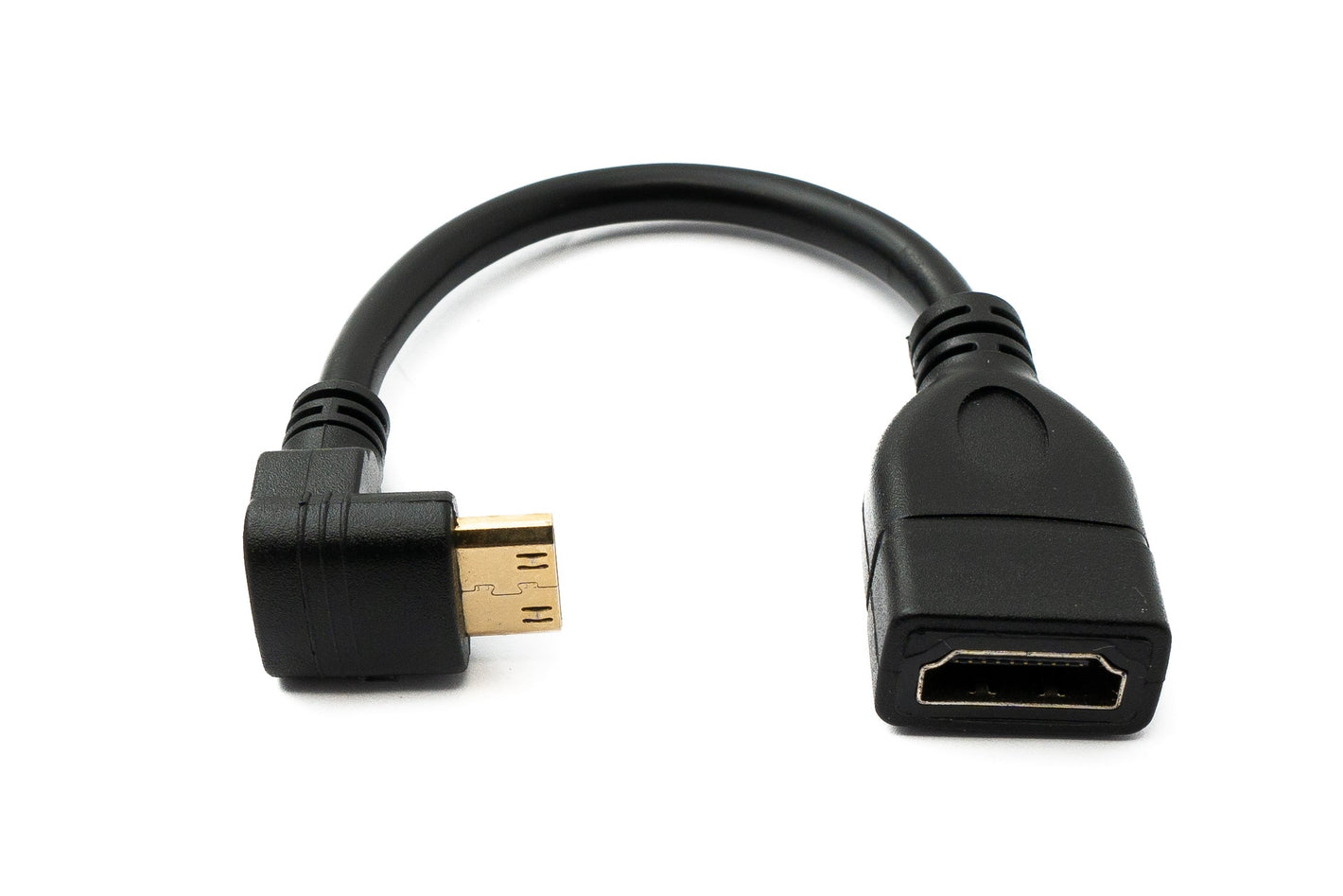 Cavo HDMI 1.4 Mini plug da 17 cm su adattatore angolare per presa standard in nero