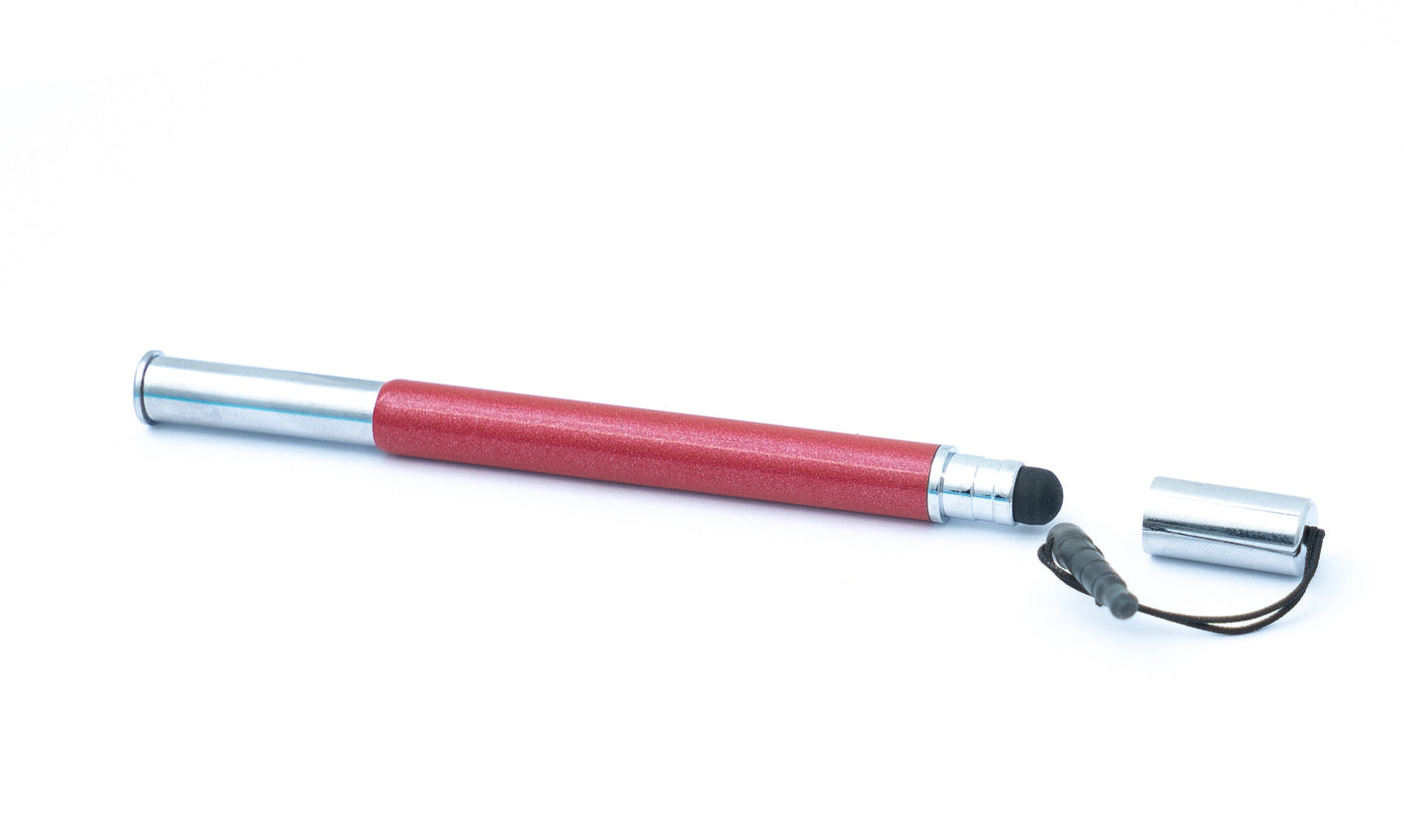 Stylet tactile SYSTEM-S en aluminium rouge pour tablette, smartphone, ordinateur portable.