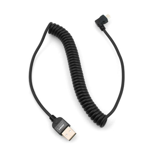 System-S Micro USB Ladekabel Datenkabel 90° Winkelstecker Spiralkabel 50 - 135 cm