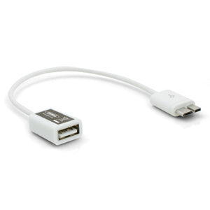 System-S Short Micro USB 3.0 On-The-Go Host Cable OTG Adapter Cable Host Adapter Data Cable 17 cm in White for Samsung Galaxy Note 3
