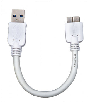 Cable de carga System-S Short Micro USB 3.0 de datos (USB 3.0 Micro-B) de 10 cm en blanco