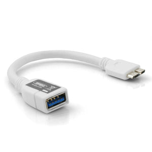 System-S Micro USB 3.0 OTG host adapter cable (USB A host to Micro-B connector) in white 10 cm