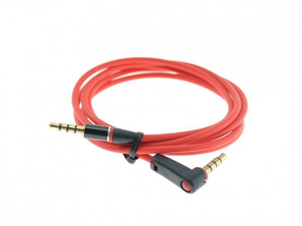 System-S 4-pin 3.5 mm jack to 3.5 jack plug angled 90° degree cable 110 cm red
