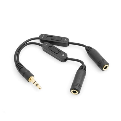 System-S Y cable stereo headphones 3.5 mm jack plug to 2 x 3.5 mm jack socket with separate volume control