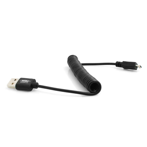 System-S Micro USB Spiral cable Data cable Charging cable 10 cm - 90 cm