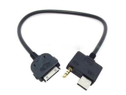 System-S KFZ Auto Adapterkabel USB & 3.5mm Klinke für iPhone iPod 30-Pin Anschluss für Hyundai Kia MDI 25cm