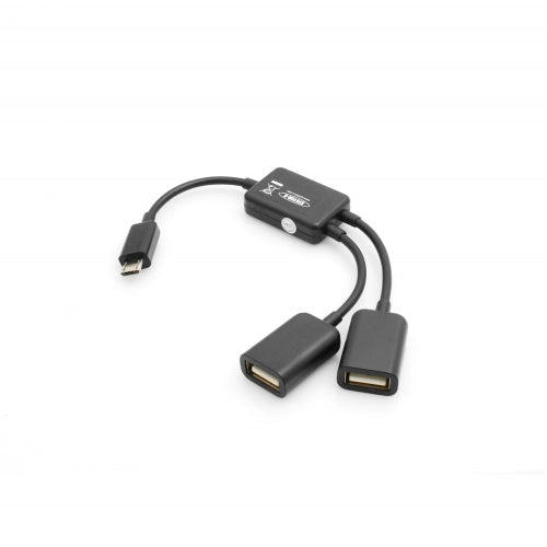 System-S USB 2.0 Micro-B (male) cable to 2X USB A (female) switch charging and data cable for smartphones and tablets 17cm