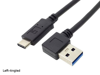 SYSTEM-S USB 3.1 Type C zu USB 3.0 A 90° Kabel Links gewinkelt 32 cm