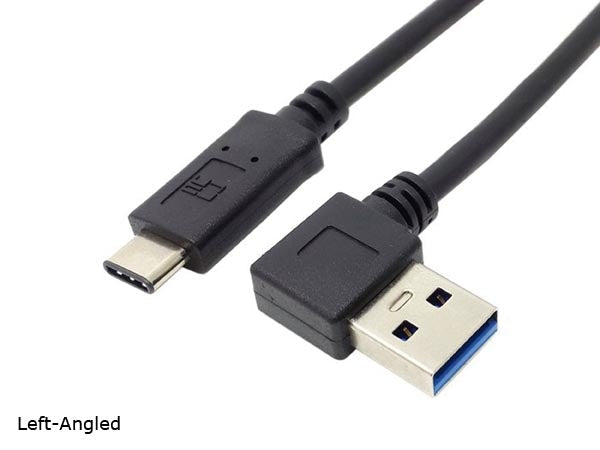 Câble SYSTEM-S USB 3.1 Type C vers USB 3.0 A 90° coudé à gauche 32 cm