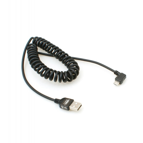 System-S Micro USB 2.0 spiral cable 90 degree angled angle plug (left/male) data cable charging cable 150cm