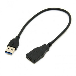 System-S USB 3.1 Type C (female) zu USB 3.0 Type A (male) Datenkabel Ladekabel Adapter Kabel Verlängerung 30 cm