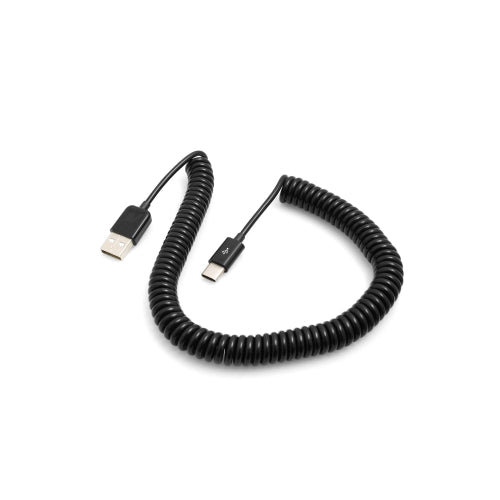 SYSTEM-S USB Type C 3.1 vers USB 2.0 câble spiralé câble de données câble de charge câble adaptateur 100-200 cm noir