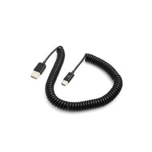SYSTEM-S USB Type C 3.1 zu USB 2.0 Spiralkabel Datenkabel Ladekabel Adapter Kabel 100-200 cm schwarz
