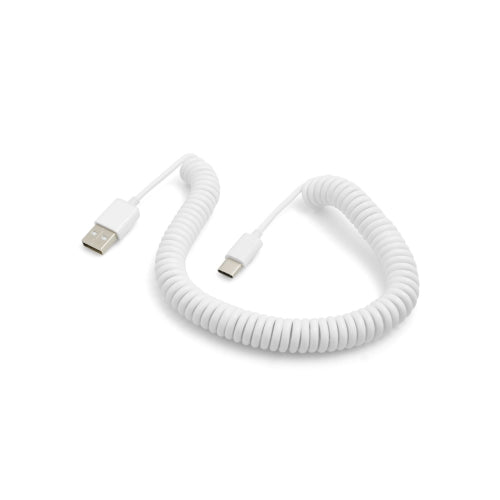 System-S USB Type C 3.1 to USB 2.0 spiral cable data cable charging cable adapter cable 100-200 cm white