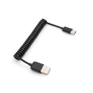 System-S USB Type C 3.1 zu USB 2.0 Spiralkabel Datenkabel Ladekabel Adapter Kabel 30 -50 cm schwarz